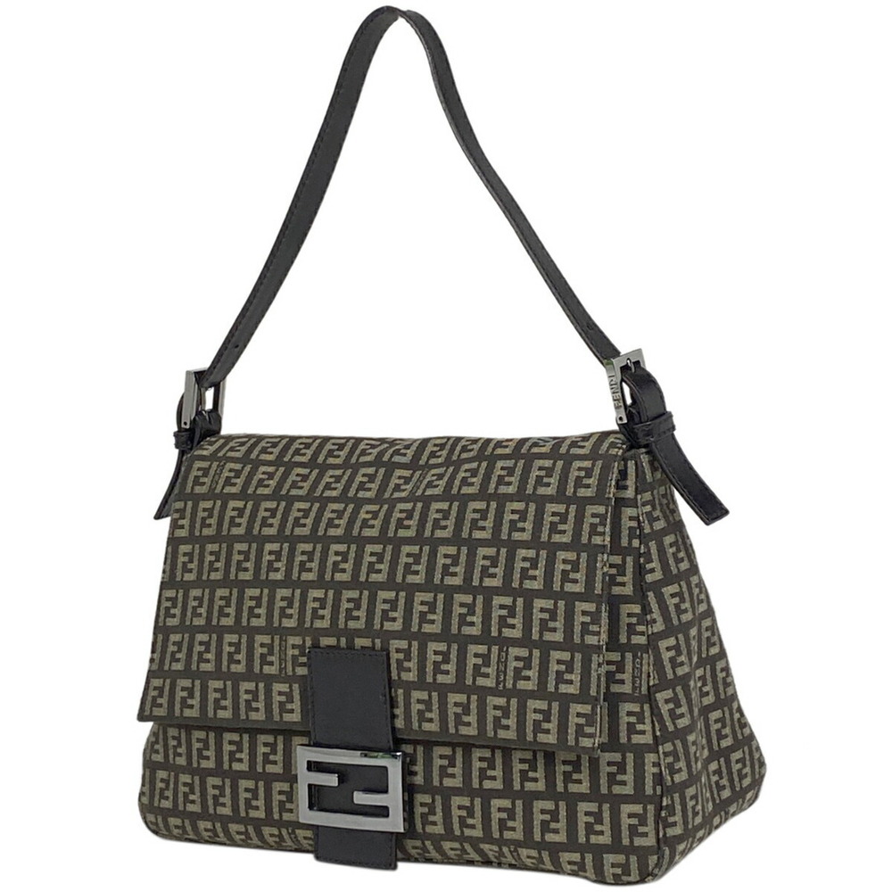 Fendi Zucchino Shoulder Bag Hobo Mamma Bucket Canvas Brown